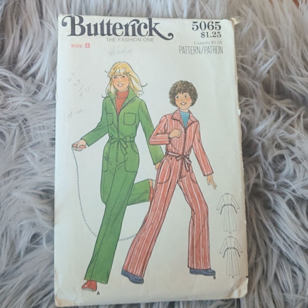 3/$15 vintage 1978 Girls jumpsuit Butterick Sewing Pattern 5065 sz 8 